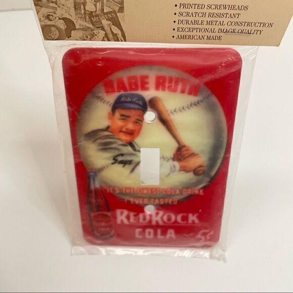 🖤 Red Rock Cola Babe Ruth Decorative Light Switch Cover - Picture 2 of 4